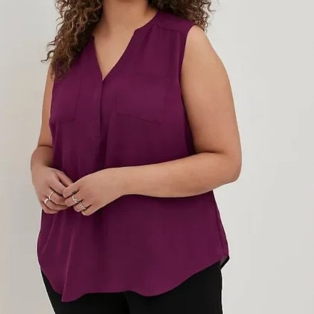 Torrid Purple Harper Georgette Sleeveless Blouse, Size 6